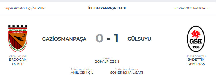 GÜLSUYU SPOR 1-0 GALİP